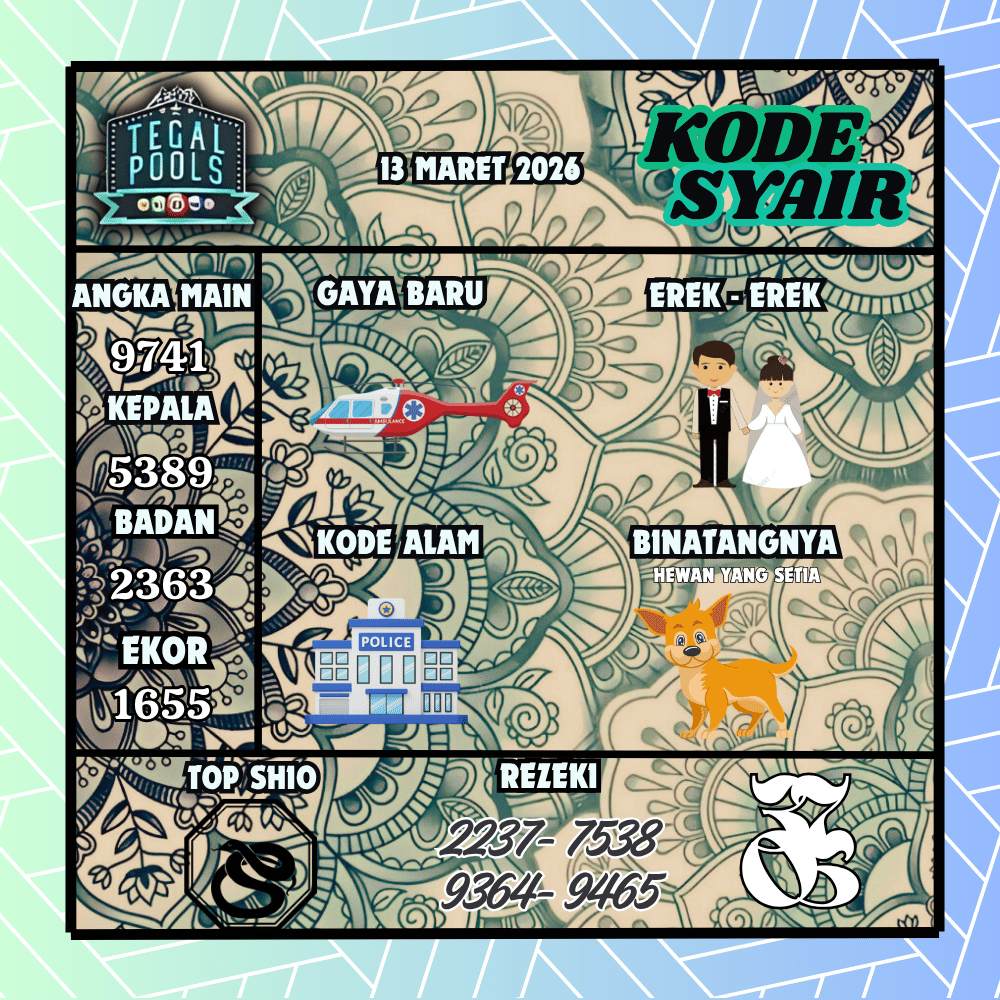 Kode Syair Tegal Pools - Maret 2026

