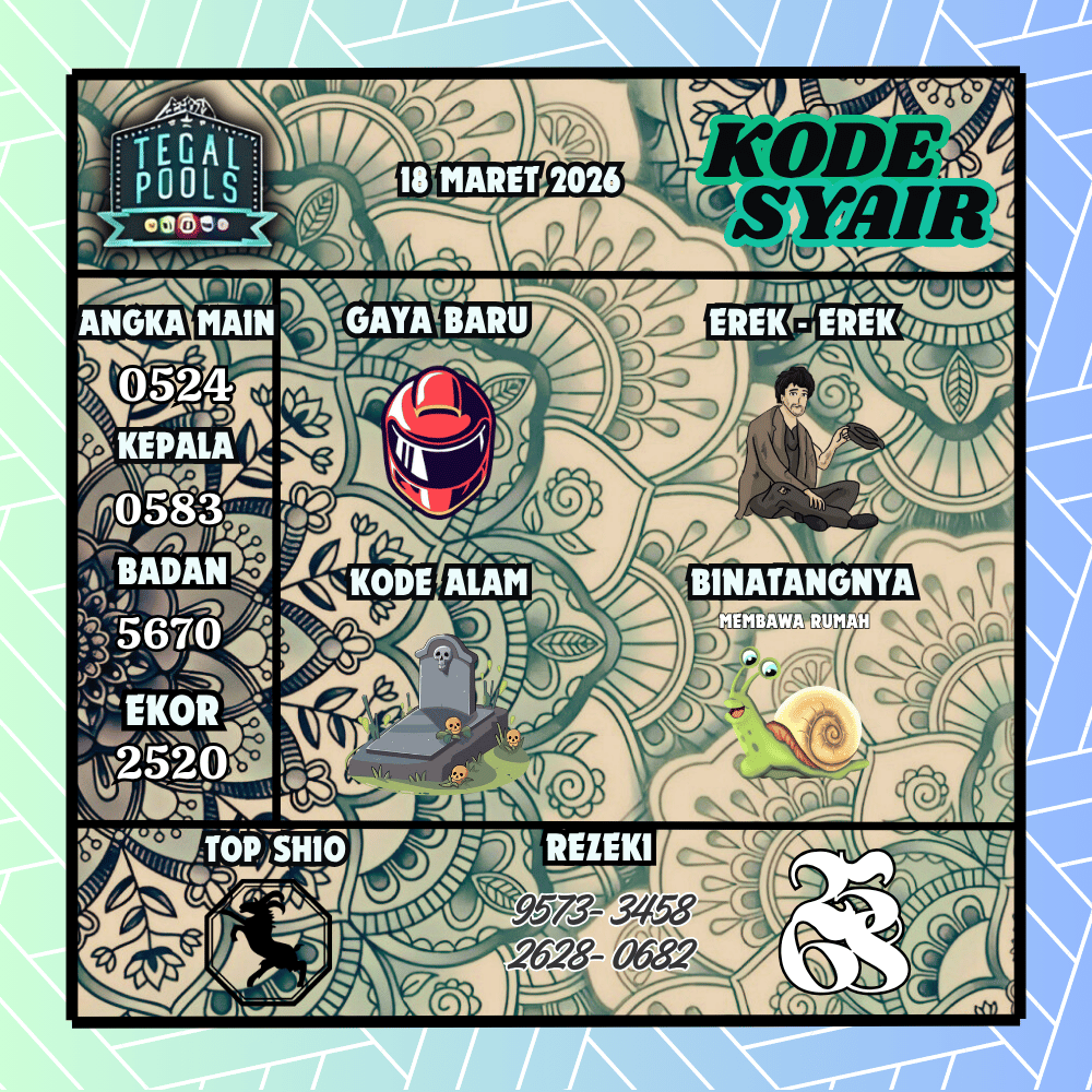 Kode Syair Tegal Pools - Maret 2026
