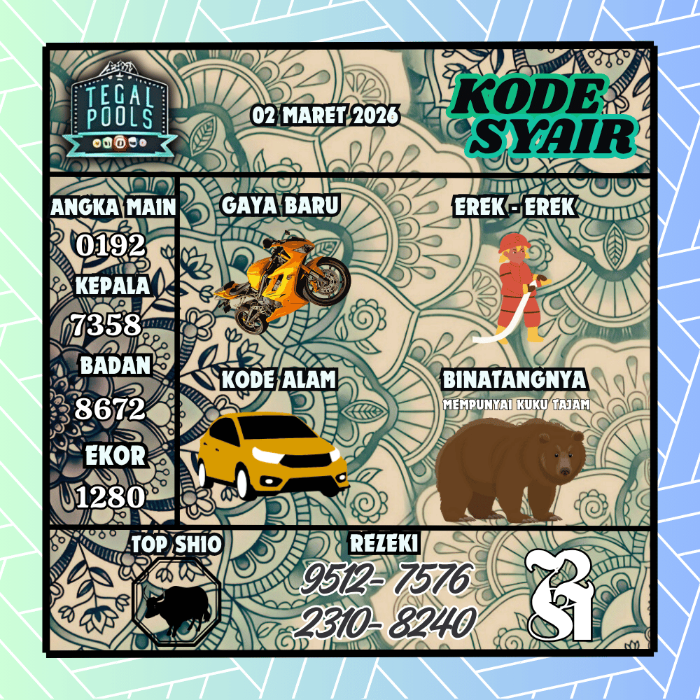 Kode Syair Tegal Pools - Maret 2026
