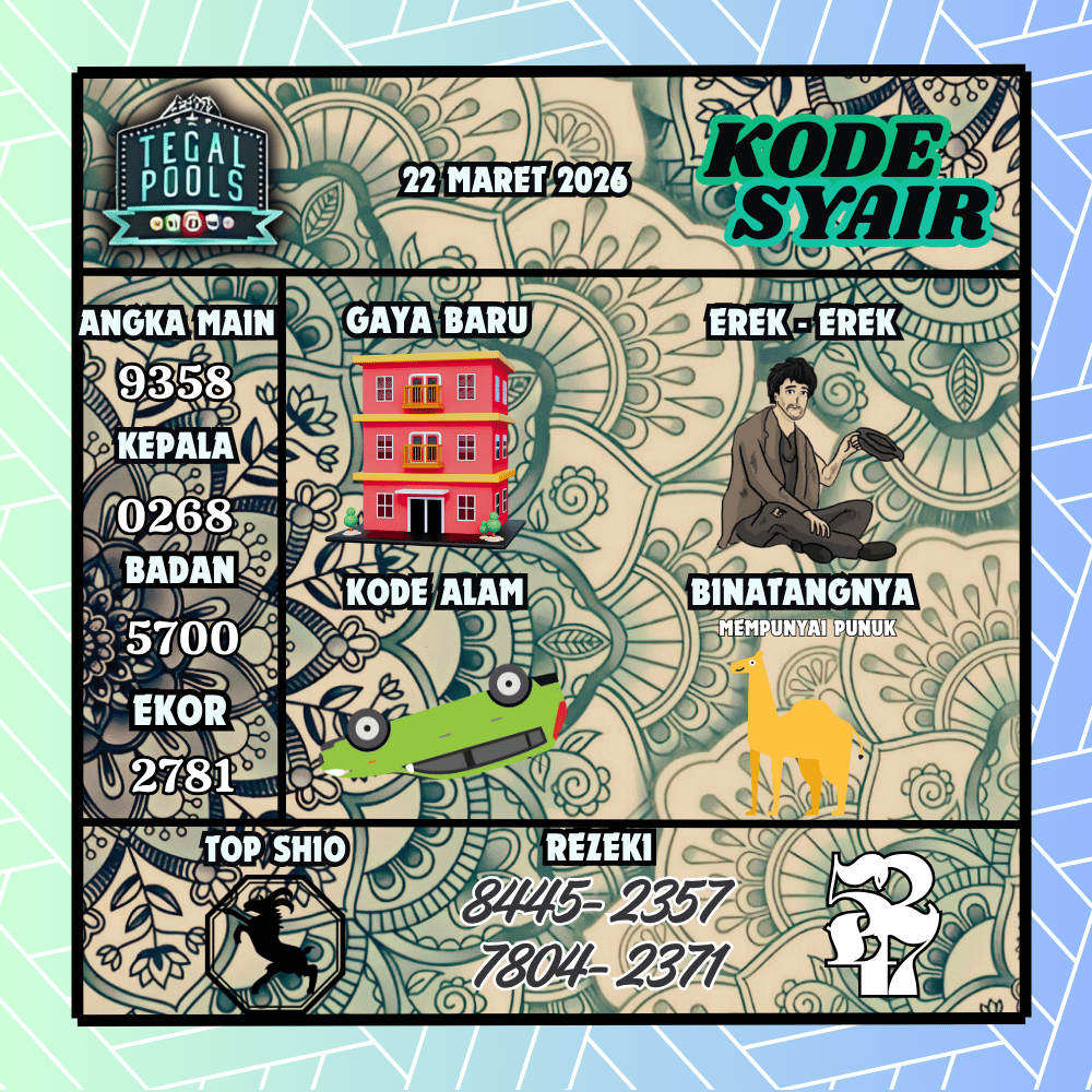 Kode Syair Tegal Pools - Maret 2026
