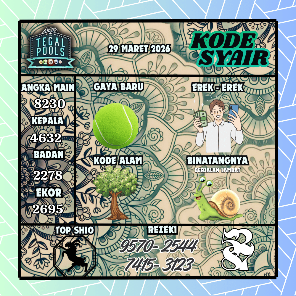 Kode Syair Tegal Pools - Maret 2026

