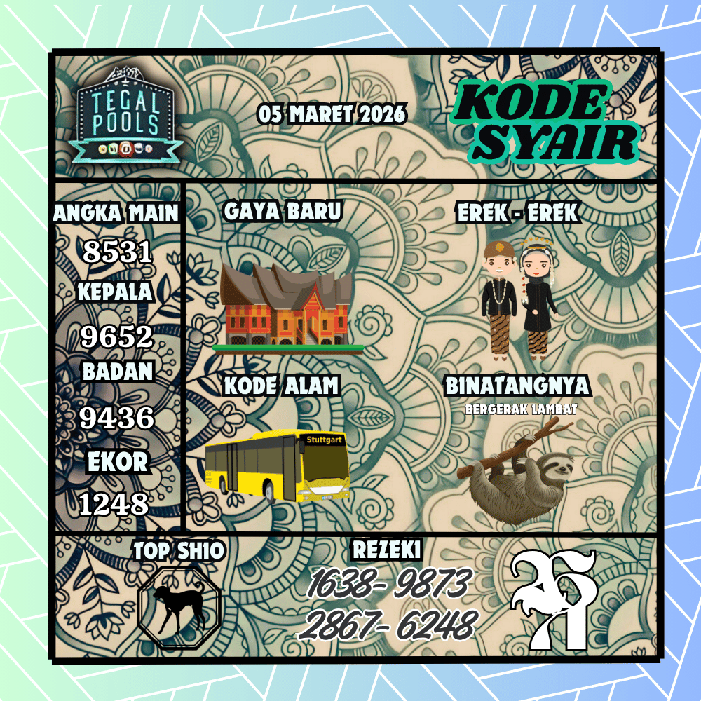 Kode Syair Tegal Pools - Maret 2026

