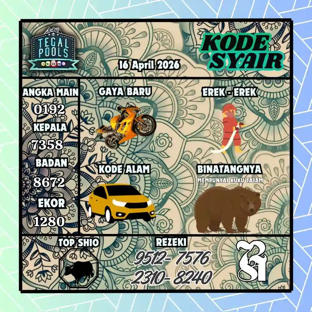 Kode Syair Tegal Pools 16 April 2026
