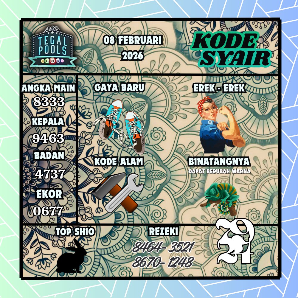 Kode Syair Tegal Pools 08 Februari 2026
