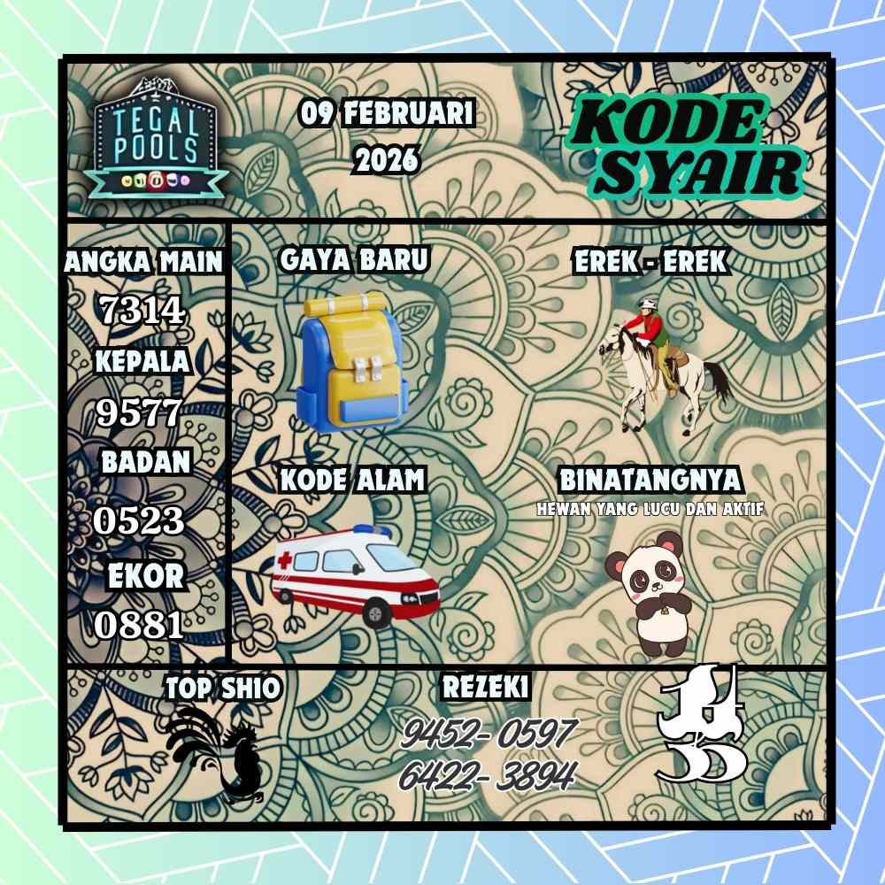 Kode Syair Tegal Pools 09 Februari 2026